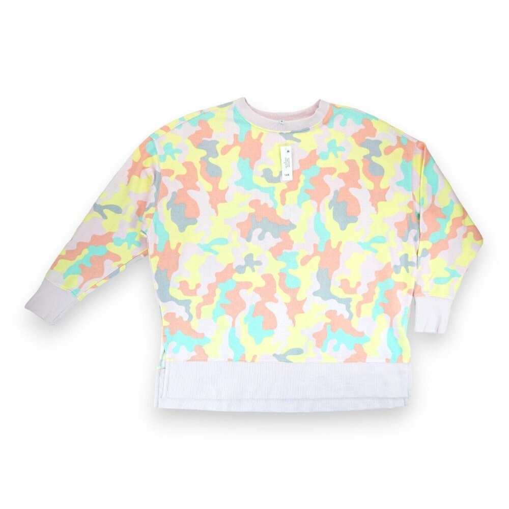 NWT Cabana by Crown & Ivy Womens Sweater Crew Neck Camo Rainbow Size Medium